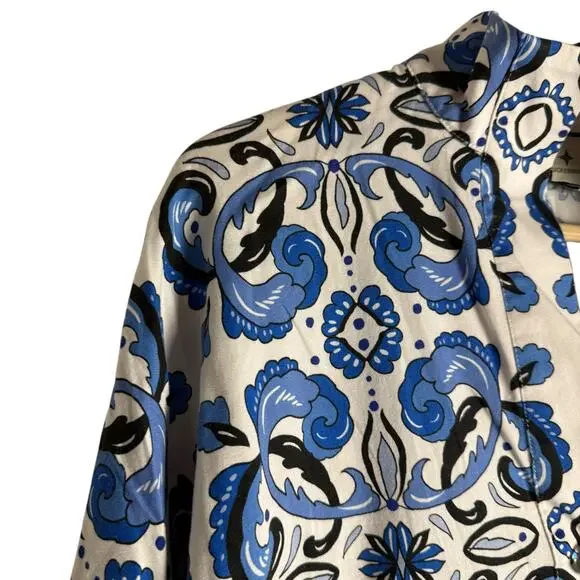 Tuckernuck Majolica Tile Print Blue White Relaxed Coastal Tunic Top Size XS - Picture 4 of 12